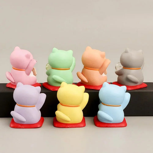 1pc Japan Cartoon Fortune Lucky Cat Figurine 3D Animal Model Gift Car Ornament Home Craft Decor Glass Decoration DIY Accessories