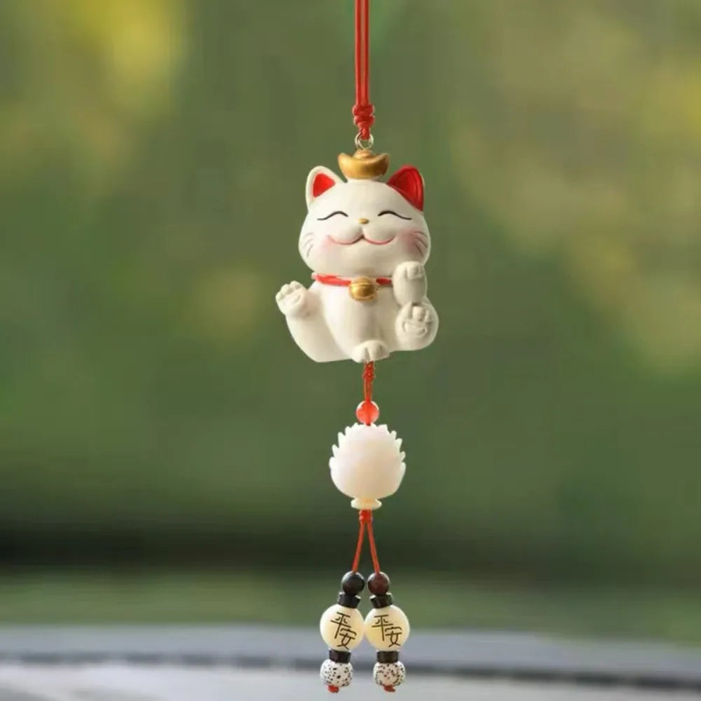 Gifts Japanese Lucky Cat Car Pendant Creative Cute Hanging Car Ornaments Blessing New Year Car Interior Accessories Office