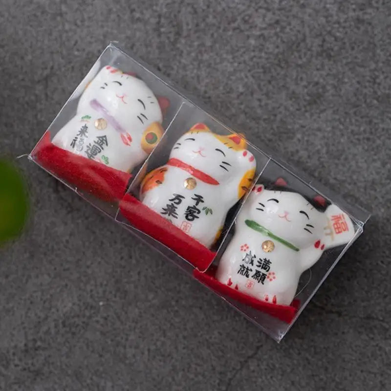 Maneki Neko Cats Figurine Set Porcelain Fengshui Fortune Lucky Cats Statue Waving Fortune Decors Housewarmings Gift D2RD