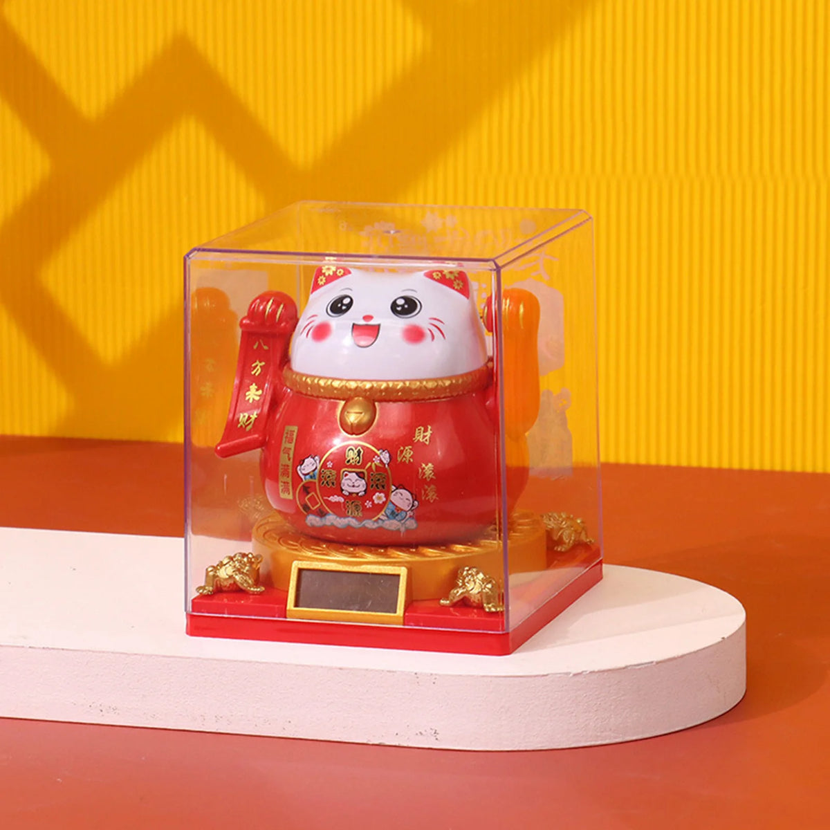 3 Inch Lucky Cat Figurine For Office Desk Ornament Solar Powered Full Of Good Fortune Figurine Chinese Decoration Crafts
