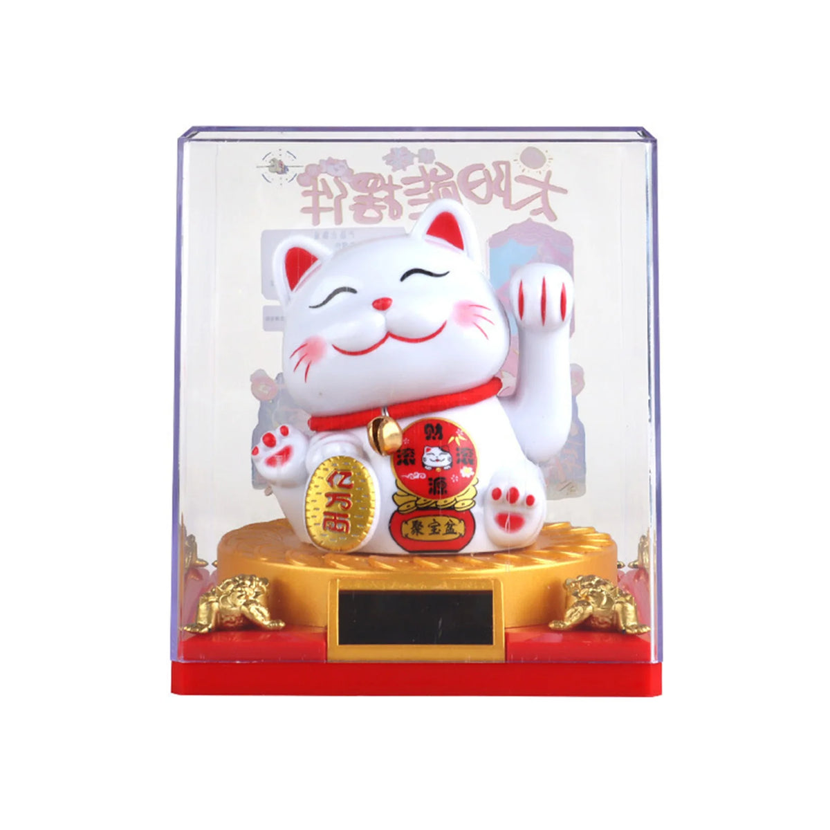 3 Inch Lucky Cat Figurine For Office Desk Ornament Solar Powered Full Of Good Fortune Figurine Chinese Decoration Crafts
