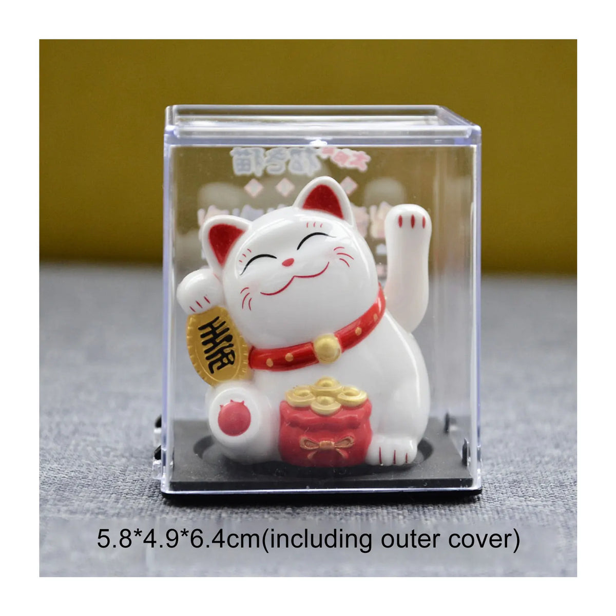 Mini Wealth Waving Hand Cat Chinese Lucky Cat Cartoon Ornament Cute Waving Arm Beckoning Fortune Cat for Car Home Office Decor
