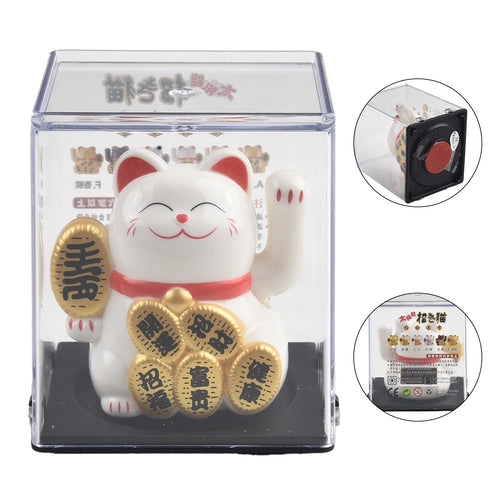 2inch Solar Powered Maneki Neko Lucky Cat  For Home Office Car Decoration Birthday Gift Welcoming Waving Hand Beckoning Fortune