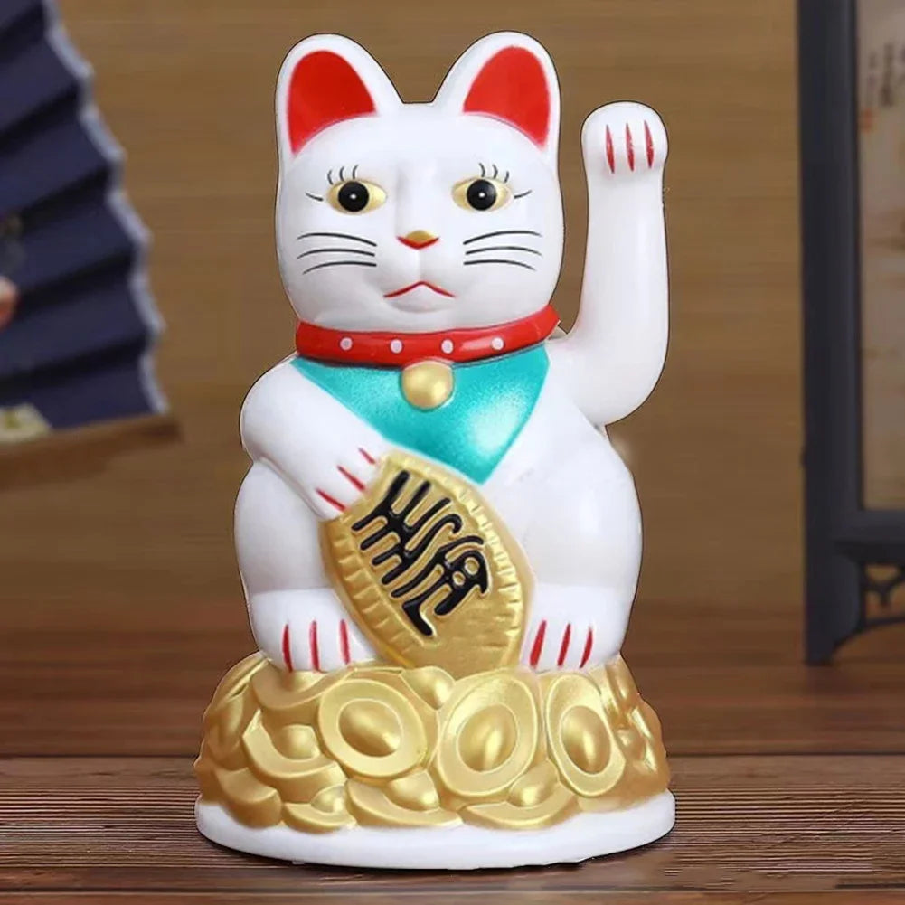 1x Lucky Cat 4.5/6.5Inch Chinese Lucky Cat Waving Arm Beckoning Fortune For Home Office Car Decoration Home Decoration Birthday