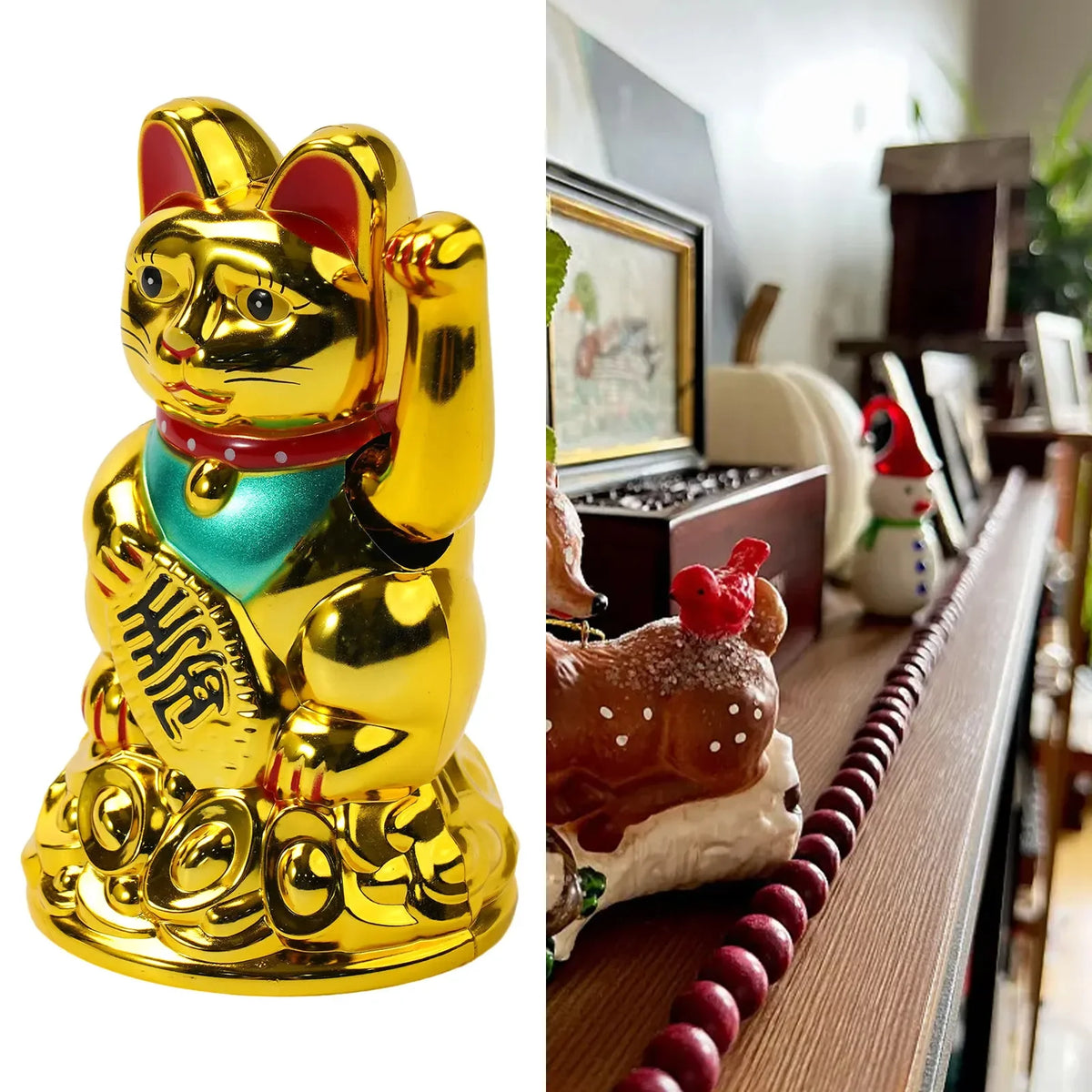 1x Lucky Cat 4.5/6.5Inch Chinese Lucky Cat Waving Arm Beckoning Fortune For Home Office Car Decoration Home Decoration Birthday