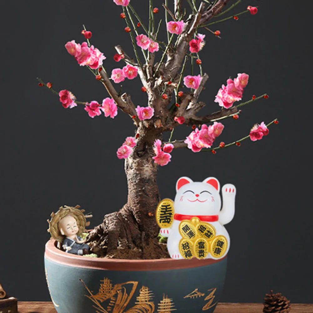 2inch Solar Powered Maneki Neko Lucky Cat  For Home Office Car Decoration Birthday Gift Welcoming Waving Hand Beckoning Fortune