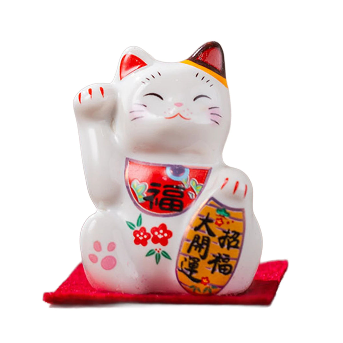 Maneki Neko Lucky Cat Figurine 4.5cm Ceramic Japanese Style Fortune Cat Desk Decor for Home Office Housewarming Gift Ideas
