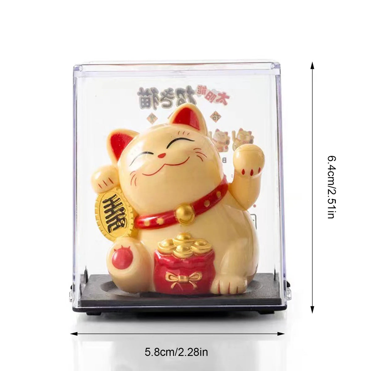 Mini Wealth Waving Hand Cat Chinese Lucky Cat Cartoon Ornament Cute Waving Arm Beckoning Fortune Cat for Car Home Office Decor