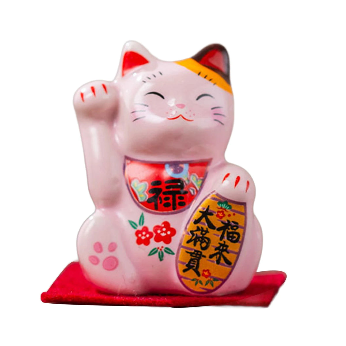 Maneki Neko Lucky Cat Figurine 4.5cm Ceramic Japanese Style Fortune Cat Desk Decor for Home Office Housewarming Gift Ideas