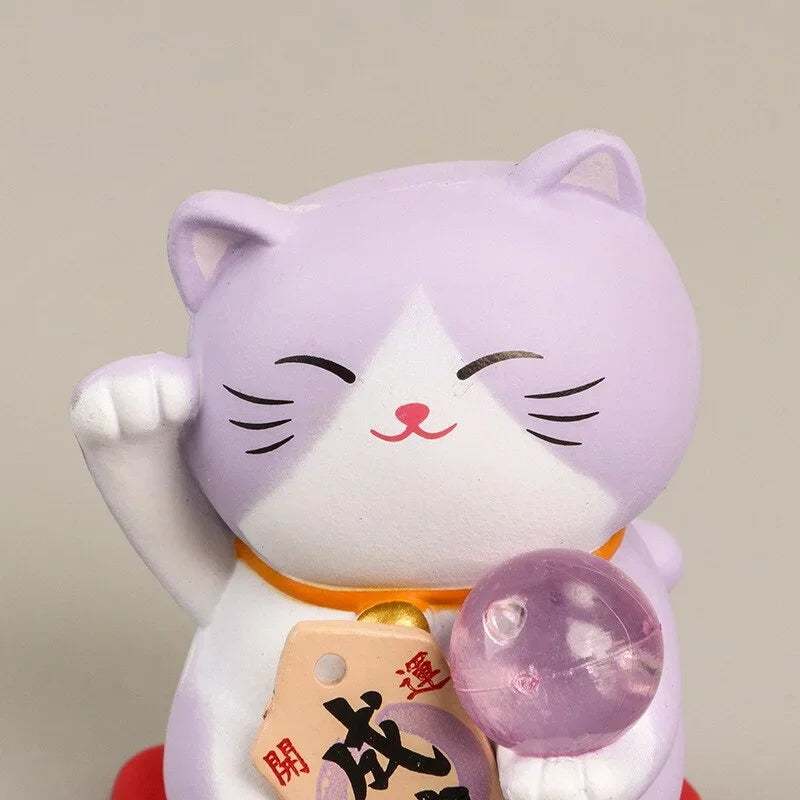 1pc Japan Cartoon Fortune Lucky Cat Figurine 3D Animal Model Gift Car Ornament Home Craft Decor Glass Decoration DIY Accessories