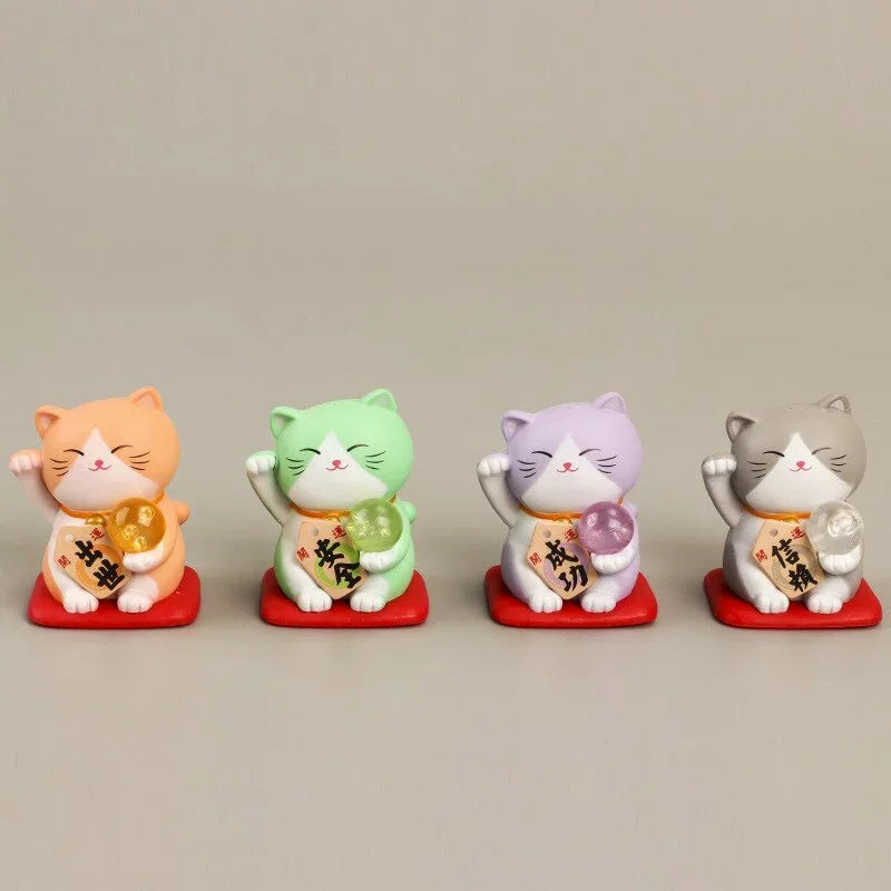 1pc Japan Cartoon Fortune Lucky Cat Figurine 3D Animal Model Gift Car Ornament Home Craft Decor Glass Decoration DIY Accessories