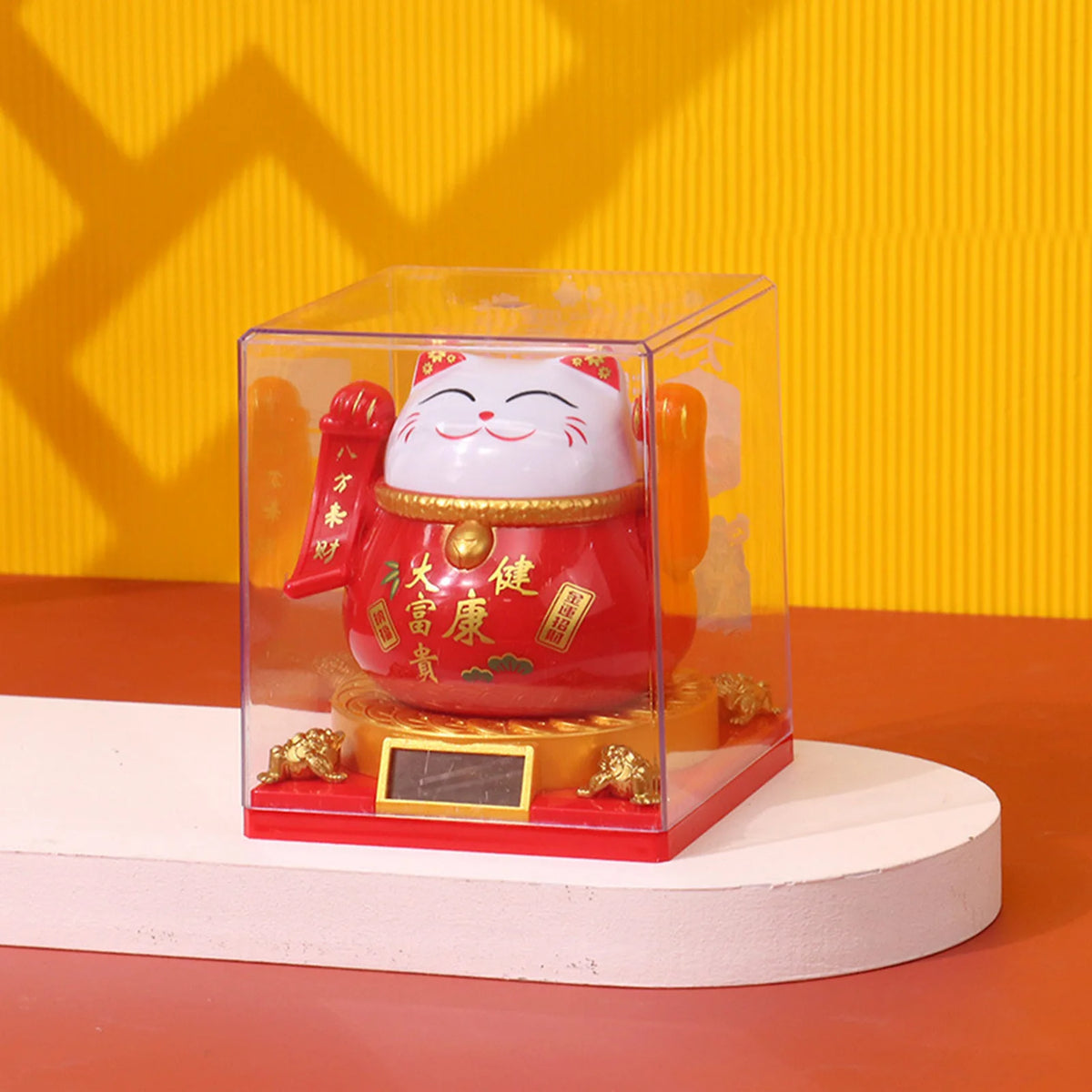 3 Inch Lucky Cat Figurine For Office Desk Ornament Solar Powered Full Of Good Fortune Figurine Chinese Decoration Crafts
