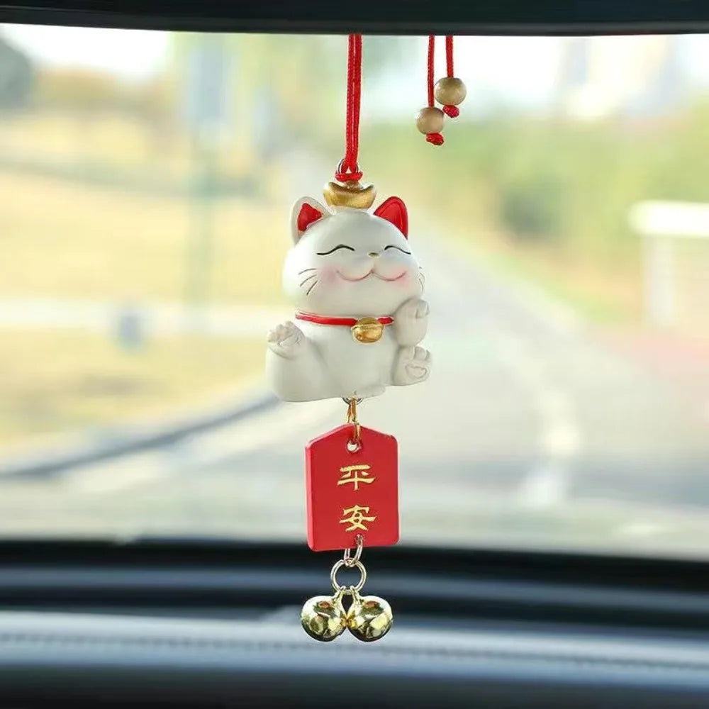 Gifts Japanese Lucky Cat Car Pendant Creative Cute Hanging Car Ornaments Blessing New Year Car Interior Accessories Office