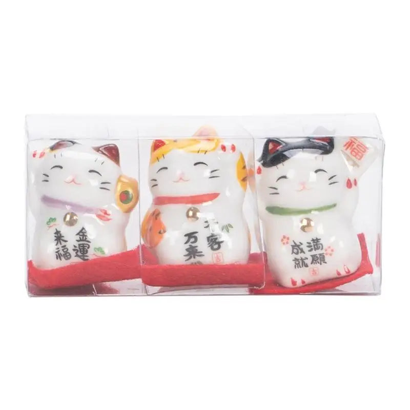 Maneki Neko Cats Figurine Set Porcelain Fengshui Fortune Lucky Cats Statue Waving Fortune Decors Housewarmings Gift D2RD