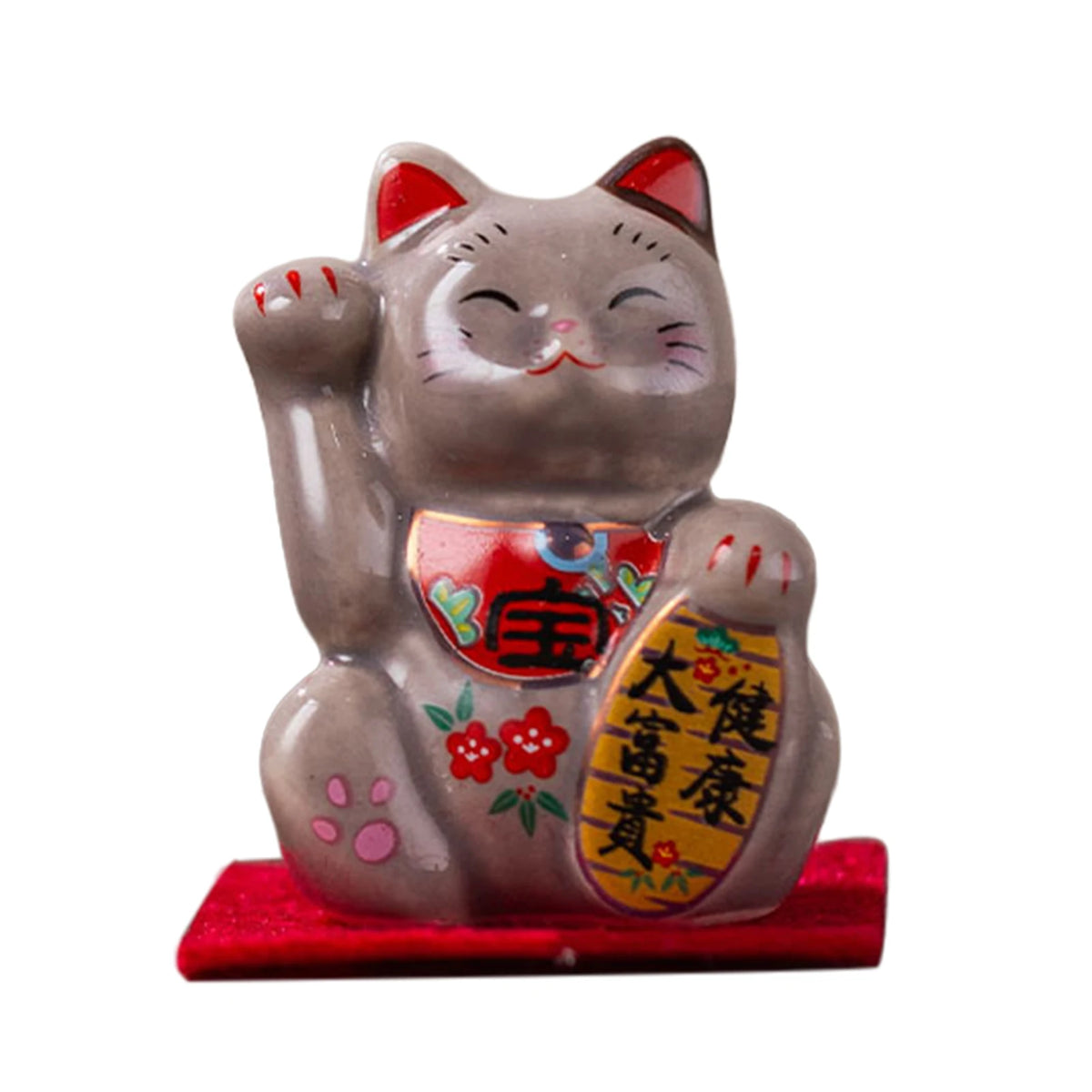 Maneki Neko Lucky Cat Figurine 4.5cm Ceramic Japanese Style Fortune Cat Desk Decor for Home Office Housewarming Gift Ideas
