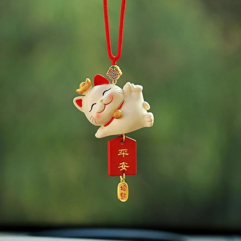 Gifts Japanese Lucky Cat Car Pendant Creative Cute Hanging Car Ornaments Blessing New Year Car Interior Accessories Office