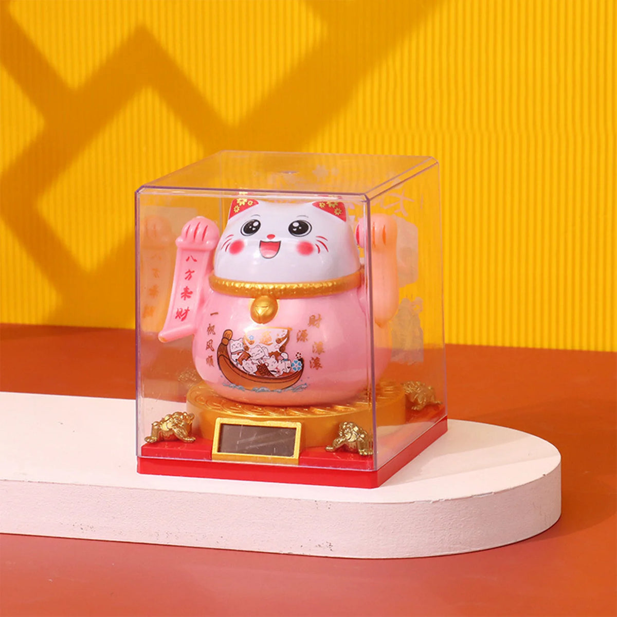 3 Inch Lucky Cat Figurine For Office Desk Ornament Solar Powered Full Of Good Fortune Figurine Chinese Decoration Crafts